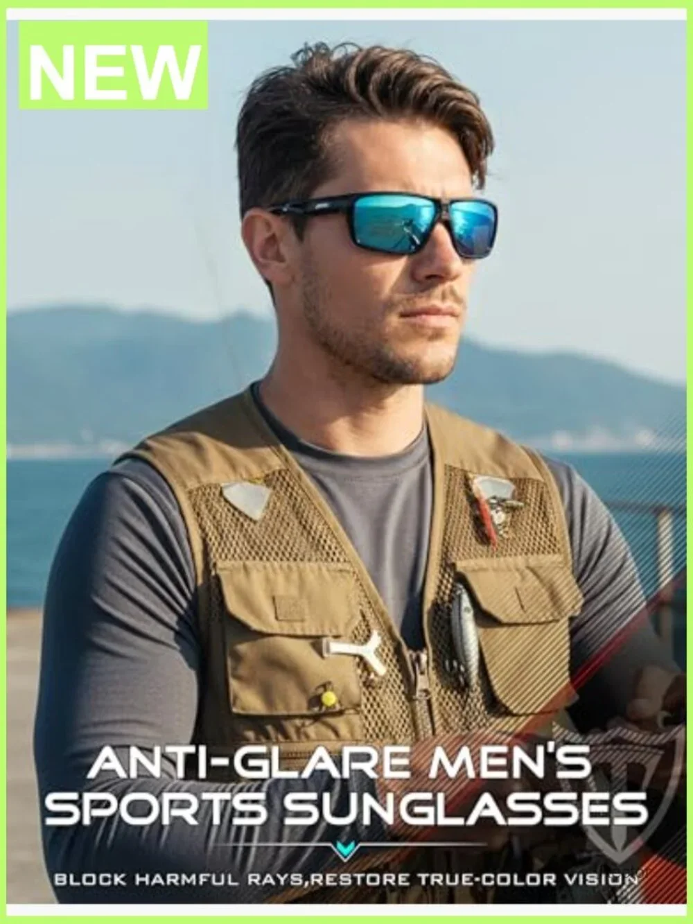 Polarized Sunglasses Men Sports TR90 Frame UV400 Protection Wrap-Around Driving